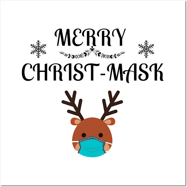 Merry Christmask Quarantine Reindeer Wall Art by NickDsigns